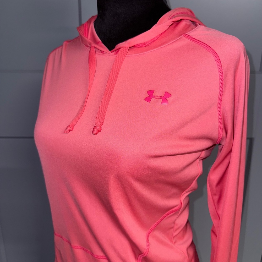 Under‎ Armour HeatGear Semi Fitted Catalyst Hoodie Long Sleeve Coral Pink Small